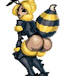  abdomen aka6 animated antennae anthro arthropod bee big_butt black_sclera butt female insect low_res pixel_art plain_background shaking_butt solo stinger white_background 