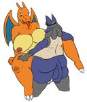  areola big_breasts breasts charizard chubby cum cum_in_pussy cum_inside duo eddy_okapi fangs female lucario male nintendo nipples nude open_mouth overweight penetration pok&#233;mon pok&#233;morph pok&eacute;mon sex signature straight tongue tongue_out vaginal vaginal_penetration video_games 