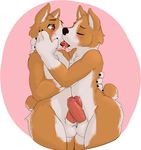  balls canine circumcised corgi cum cute dog duo erection eyes_closed frottage gay hug humanoid_penis incest kissing male mammal nude penis precum red_eyes saliva seth-iova sibling standing tongue tongue_out twins wide_hips 