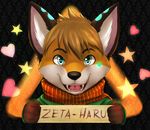  &lt;3 blue_eyes blue_markings brown_hair canine cute fox fur hair hands happy lan looking_at_viewer male mammal markings open_mouth orange_fur reflection scarf smile solo teeth tongue white_fur zeta-haru 