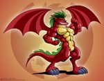  abs american_dragon american_dragon:_jake_long anthro biceps black_nose bulge claws digitigrade disney dragon fangs flexing geminisaint green_hair grin hair horn jake_long looking_at_viewer male muscles nipples nude pecs pose red_body red_dragon red_eyes red_skin reptile scales scalie sheath slit smile solo standing teeth toe_claws wings yellow_skin 