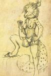  anthro avian bdsm beak bondage bound breasts cat claws clothed clothing collar feline female gryph000 gryphon horn horny hybrid leash looking_at_viewer mammal nipples nude paws plain_background pose small smile solo 
