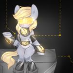  big_ears black_background blonde_hair blush camelliachu clothed clothing cutie_mark derpy_hooves_(mlp) equine eyes_closed eyewear female feral friendship_is_magic fur future grey_fur hair horse long_hair mammal my_little_pony pegasus plain_background pony sci-fi sitting smile solo wings 