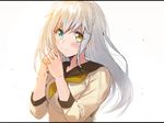  bad_id bad_twitter_id blush braid erubo green_eyes hands_clasped heterochromia looking_at_viewer original own_hands_together school_uniform silver_hair smile solo white_background yellow_eyes 