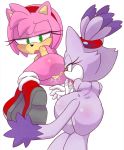  2girls amy_rose animal_ears anus ass blaze_the_cat cat_ears cat_tail eyelashes female furry gloves hairband half-closed_eyes hecticarts multiple_girls nude open_mouth pink_fur pussy pussy_juice sonic_the_hedgehog tail topknot transparent_background white_gloves yuri 