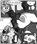  ... anthro black_and_white blush breasts comic dialog dildo english_text equine eyes_closed female greyscale hair horse killryde lesbian licking lust_from_afar mammal monochrome my_little_pony pony sex_toy text tongue 