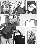  &lt;3 anthro black_and_white breasts comic dialog english_text equine female greyscale hair horse killryde lesbian lust_from_afar mammal monochrome my_little_pony one_eye_closed pony text wink 