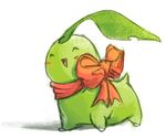  ambiguous_gender blush bow chikorita eyes_closed meed nintendo pok&#233;mon pok&eacute;mon smile video_games 