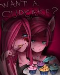  &lt;3 anthro anthrofied blood blue_eyes chiakitasso cupcake cupcakes_(mlp_fanfic) dialog english_text equine eyeball feather female finger_lick friendship_is_magic hair horse mammal my_little_pony pink_hair pinkamena_(mlp) pinkie_pie_(mlp) pony text tongue tongue_out 