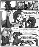  anthro black_and_white breasts butt comic dialog dildo english_text equine female hair horse killryde lesbian lust_from_afar mammal monochrome my_little_pony pony sex_toy sitting text 