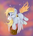  bag blonde_hair bubble bubbles cute cutie_mark derpy_hooves_(mlp) equine female feral fikakorv friendship_is_magic fur grey_fur hair horse letter long_hair looking_at_viewer mammal my_little_pony one_eye_closed pegasus pony smile solo wings wink yellow_eyes 