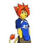 anthro biped bottomwear clothed clothing felid fully_clothed fur hair hand_in_pocket hands_in_both_pockets lion looking_aside looking_at_viewer low_res male mammal morenatsu orange_eyes orange_hair pantherine pants pockets samoji shirt short_hair simple_background smile solo soutarou_(morenatsu) sprite standing tail tail_tuft topwear tuft unknown_artist white_background yellow_body yellow_fur 