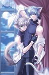  bare_arms cat cat_ears cat_tail clothing cloud curtains embrace feline gay male mammal moon night wall window 