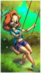  canine clothed clothing dog female fernando_faria goof_troop looking_at_viewer mammal necklace roxanne skimpy solo swing 