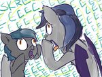  bat duo equine female fur grey_fur hair horse hybrid mammal my_little_pony open_mouth original_character pony tongue two_tone_hair unknown_artist wings 