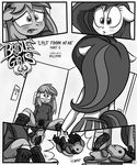  anthro black_and_white blush breasts caught comic dildo english_text equine female hair horse killryde lust_from_afar mammal masturbation monochrome my_little_pony penetration pony sex_toy spread_legs spreading text vaginal vaginal_penetration 
