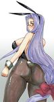  animal_ears ass breasts bunny_ears bunny_girl bunny_tail bunnysuit fate/stay_night fate_(series) from_behind glasses huge_ass kikuta large_breasts lavender_hair long_hair pantyhose rider tail wrist_cuffs 