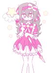  +_+ 1girl arm_at_side back_bow black_background bow bowtie brown_hair crying crying_with_eyes_open dress earrings feet_out_of_frame flat_chest frilled_gloves frilled_shirt frilled_sleeves frills frown gloves hair_between_eyes hair_bow head_tilt highres hiimvai holding holding_staff holding_wand ima_sugu_rinne_(vocaloid) jewelry light_frown long_hair miniskirt multicolored_eyes original pink_bow pink_bowtie pink_dress pink_eyes pink_skirt puffy_short_sleeves puffy_sleeves shirt short_sleeves simple_background skirt smile solo staff standing star-shaped_pupils star_(symbol) star_wand symbol-shaped_pupils tears turtleneck turtleneck_shirt twintails two-tone_eyes v-shaped_eyebrows very_long_hair wand white_background white_bow white_gloves white_shirt yellow_pupils 