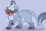 abdominal_bulge animal_genitalia anthro ashgar_(character) avian avian_taur balls beak bent_legs bodily_noises digital_media_(artwork) duo feathers felid feline front_view fur genitals gryphon gryphon_taur hi_res hooves makar-ro makar_(makar-ro) male male_pred male_prey mammal mythological_avian mythological_creature mythology onomatopoeia partially_inside pouch_(anatomy) pouch_play pouch_vore sheath simple_background size_difference smaller_male sound_effects struggling struggling_prey tail taur taur_pred text unusual_vore vore