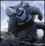  adult anthro balls city damage destruction dragon genitals hi_res hyper jakob_(disambiguation) looming macro male mature_(disambiguation) megfluff muscular mythological_creature mythological_scalie mythology nude penis scalie solo tail 