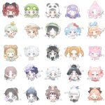  6+girls alternate_color among_bamboo_shadows_(infinity_nikki) animal animal_costume animal_on_head artist_name balloon balloon_trip_(infinity_nikki) baobao_(infinity_nikki) baonu_de_zhanshen_caibutou blue_hanfu blunt_bangs blushbunny_(infinity_nikki) cat chibi chinese_clothes chinese_commentary circlet closed_eyes clothed_animal cloud_daydreams_(infinity_nikki) clouded_loong_(infinity_nikki) commentary_request croaker_(infinity_nikki) demon_horns demon_wings drawn_horns drawn_wings dress drill_hair enchanted_encounter_(infinity_nikki) eyelashes eyewear_on_head forever_bond_(infinity_nikki) frog froggy_fashion_(infinity_nikki) gossamer_moonfairy_(infinity_nikki) gown grey_hair hagoromo hanfu happy hat hidden_light_(infinity_nikki) holding holding_balloon holding_sword holding_weapon horns idol infinity_nikki long_hair lotus_heart_(infinity_nikki) midnight_gleam_(infinity_nikki) mistbound_whispers_(infinity_nikki) misty_poetics_(infinity_nikki) momo_(nikki) multiple_girls nightlight_whispers_(infinity_nikki) nikki_(series) nimble_cat_(infinity_nikki) on_head panda panda_costume pink_hair pink_ribbon_waltz_(infinity_nikki) purple_hair rabbit rabbit_on_head red_eyes red_hair shawl simple_background sky_supplier_(infinity_nikki) sleeves_past_fingers sleeves_past_wrists standing star_sea_(nikki) starry_path_(infinity_nikki) stylist_(nikki) sun_hat sweet_rhapsody_(infinity_nikki) sword sword_master_(infinity_nikki) thought_in_bloom_(infinity_nikki) tide_of_tears_(infinity_nikki) twilight_oath_(infinity_nikki) twin_drills twintails weapon white_background white_cat wings y2k_fashion 