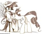  black_and_white couple cutie_mark duo english_text equine eye_contact female feral fluttershy_(mlp) foxinshadow friendship_is_magic hair hat horn horse lesbian mammal monochrome my_little_pony pegasus pony rarity_(mlp) stool text unicorn wings zero-sum 