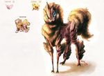  ambiguous_gender arcanine blue_eyes canine equine fak&#233;mon feral fluffy_tail front_view full-length_portrait fusion horse looking_at_viewer mammal nintendo pixel_(art) plain_background pok&#233;mon pok&eacute;mon pokemon_fusion quadruped simple_background solo standing suiamena three-quarter_view venomoth video_games watercolor_(art) white_background 