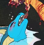 ambiguous_gender anthro blood blood_drip blood_in_mouth blood_on_face blush blush_lines bodily_fluids brother_(lore) brothers_(lore) claws drinking drinking_blood dripping duo eeveelution generation_1_pokemon gore heart_symbol hi_res incest_(lore) jolteon lazyzim_(mothaala) mothaala nintendo open_mouth pawpads pokemon pokemon_(species) self-harm sibling_(lore) teeth tongue tongue_out vaguely_incestuous vaporeon vodka_(mothaala)