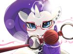  bakki ball_gag blue_eyes blush equine female feral friendship_is_magic gag glowing hair horn looking_at_viewer magic mammal my_little_pony purple_hair rarity_(mlp) solo unicorn white_body 