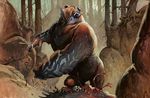  bear blood bone brown_fur feral forest fur jesper_ejsing magic_the_gathering mammal open_mouth roaring skull solo standing teeth tongue tree wizards_of_the_coast 