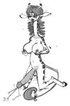  balls breasts cum cumshot dickgirl eyewear female giraffe glasses intersex kevinsano kneeling mammal monochrome nude opal_(bakuhaku) orgasm penis solo tongue tongue_out 
