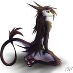  anus butt claws cute kanex kneeling plain_background red_eyes sergal sitting smile solo toe_claws white_background 