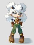 anthro bell bell_collar blue_eyes bottomwear bovid caprine cargo_pants clothing collar female fingerless_gloves fur gloves handwear hi_res horn idw_publishing lanolin_the_sheep_(sonic) mammal pants redhadal sega sheep solo sonic_the_hedgehog_(comics) sonic_the_hedgehog_(idw) sonic_the_hedgehog_(series) wool_(fur)