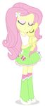  anthrofied boots clothed clothing cub cutie_mark dm29 duo english_text equestria_girls equine eyes_closed female fluttershy_(eg) fluttershy_(mlp) friendship_is_magic fur hair hair_accessory horse hug long_hair mammal my_little_pony pegasus pink_hair plain_background pony size_difference skirt smile square_crossover standing text wings yellow_fur yellow_skin young 