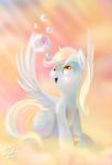  amber_eyes blonde_hair bubble bubbles cloud clouds cutie_mark derpy_hooves_(mlp) equine female feral food friendship_is_magic fur grey_fur hair horse mammal muffin my_little_pony open_mouth pegasus pony sitting smile solo tongue tsitra360 wings yellow_eyes 