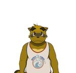  anthro big_eyebrows chubby clothing eyes_open fur kid looking_at_viewer male morenatsu plain_background shirt smile solo standing tank_top tanuki unknown_artist white_background young yukiharu 