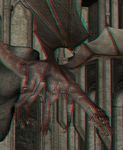  anaglyph anal anal_insertion anal_penetration anal_vore claws disturbed_(artist) dragon flying gay horn human insertion interspecies male mammal nude penetration stereogram unwilling vorarephilia vore wings 