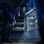 3d_(artwork) anthro appliance areola bent_over big_breasts big_butt black_body black_hair bone breasts butt canid canine digital_media_(artwork) female fridge hair hi_res inside kitchen_appliance low-angle_view malo mammal nipples nude open_mouth scp-1471-a scp_foundation skull skull_head solo standing tail tongue tongue_out vllrukkin white_eyes