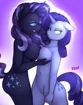  anthro anthrofied big_breasts black_fur blue_eyes blush breast_grab breast_squish breasts butt cat_eyes clenched_hand curly_hair cutie_mark duo equine female friendship_is_magic fur hair horn horse jerinov lesbian looking_away mammal my_little_pony navel nightmare_rarity_(mlp) nipples nude ponideathmarch pony purple_hair pussy rarity_(mlp) selfcest sharp_teeth size_difference slit_pupils smile square_crossover standing teeth two_tone_hair unicorn white_fur 