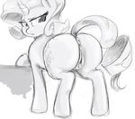  anus black_and_white butt cutie_mark equine female feral friendship_is_magic hair horn horse mammal monochrome my_little_pony pony pussy rarity_(mlp) sirmasterdufel sketch solo standing unicorn 