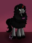  bow equine fangs feral fluffy friendship_is_magic frown fur hair horn horse king_sombra_(mlp) lethalauroramage male mammal my_little_pony pony red_eyes solo standing teeth tooth unicorn 