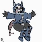  animated anthro big_hands boots clothing female footwear generation_5_pokemon generation_7_pokemon hidden_face hoodie levitating levitation mariterh mask mimikyu nintendo pokemon pokemon_(species) shoes solo swoobat tail tongue topwear watermark zipper 