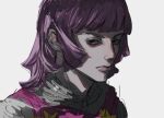  1girl absurdres black_eyes empty_eyes frown grey_background highres hot_pants_(sbr) jojo_no_kimyou_na_bouken medium_hair pink_hair pink_lips portrait simple_background solo steel_ball_run uu0000322 