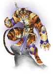  brett_booth claws demonpuppy feline fur loincloth looking_at_viewer male mammal markings orange_fur rock sword tiger unconvincing_armor weapon white_fur yellow_eyes 