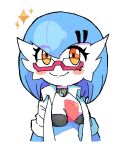  bra breasts choker clothing coat dr._voir eyewear female gardevoir generation_3_pokemon glasses hi_res jewelry lab_coat looking_at_viewer melfunnysmell necklace nintendo pokemon pokemon_(species) simple_background smile solo topwear underwear white_background 