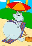  2007 animal_crossing bdsm blue_eyes bondage bound clothing cloud female hectorthewolf morbidly_obese nintendo overweight tree umbrella video_games whitney_(animal_crossing) 