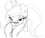  eyeshadow eyewear female feral friendship_is_magic glasses horn horse looking_at_viewer makeup mammal monochrome my_little_pony princess_luna_(mlp) smile solo unicorn winged_unicorn wings zev 