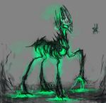  creepy duo elkaart equine feral glowing glowing_eyes green_eyes grey_background horse mammal my_little_pony pegasus plain_background pony wings 