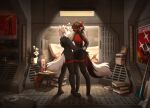 2025 alternate_species ambiguous_gender android anthro ariane_yeong artist_name bed black_body black_fur book brown_hair bullet bunk_bed canid canine clothed clothing dancing detailed_background digital_media_(artwork) digitigrade duo elster_(lstr-512) eye_contact female fluffy fluffy_tail fur furniture furrification german_flag german_text gun hair hand_holding hand_on_back handgun heart_symbol hi_res hug inside light lighting looking_at_another looking_at_partner machine mammal multicolored_body multicolored_fur pillow plant plant_pot plantigrade poster potted_plant pupils ranged_weapon red_body red_eyes red_fur red_pupils revolver robot romantic romantic_couple ruddi shadow signalis signature smile standing tail text weapon white_body white_fur white_hair