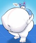  anthro areola bangs belly big_belly big_breasts big_butt blue_areola blue_body blue_fur blue_hair blue_nipples breasts breath butt dialogue eeveelution female fetal_movement fur generation_6_pokemon hair hi_res holding_belly huge_belly huge_breasts huge_butt hyper hyper_pregnancy mcerror nintendo nipples one_eye_closed panting pink_sclera pokemon pokemon_(species) pregnant solo standing stretch_marks sylveon thick_thighs uncomfortable white_body white_fur 